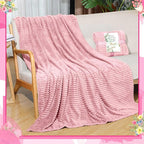 Buryeah 24 Pcs Wedding Flannel Fleece Throw Blanket Bulk with Thank You Card and Ribbon, 50 x 60 in Oeko-TEX Standard 100 Certified Blankets Outdoor Wedding, Guest Party Souvenirs (Dusty Pink)