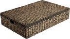 happimess BSK2015B Holden 30" Classic Costal Hand-Woven Hyacinth Wicker Under Bed Storage Basket with for Storage and Decoration in Bathroom, Bedroom, Closet, Entryway, Brown