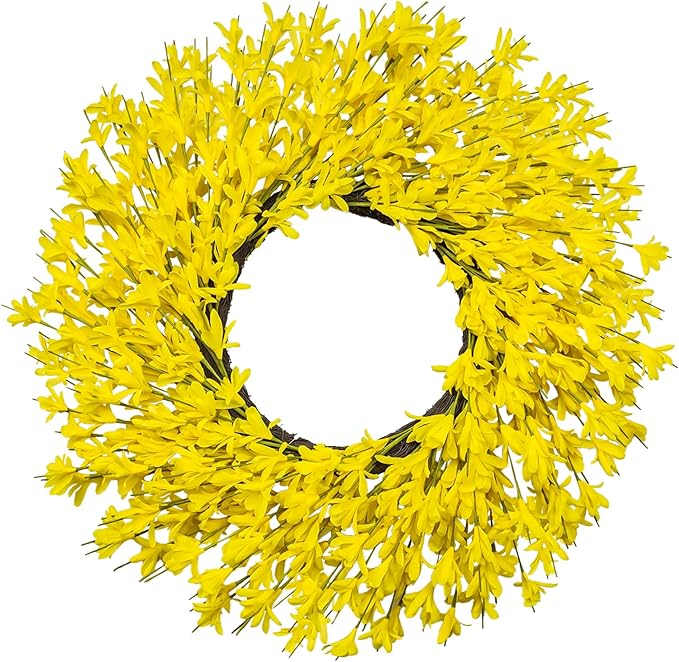 26 Inch Spring Wreaths for Front Door Large Spring Door Wreath Easter Valentines Wild Floral Summer Wreaths Outside All Season for Farmhouse Porch Wall Wedding Living Room Home Decor(Yellow)
