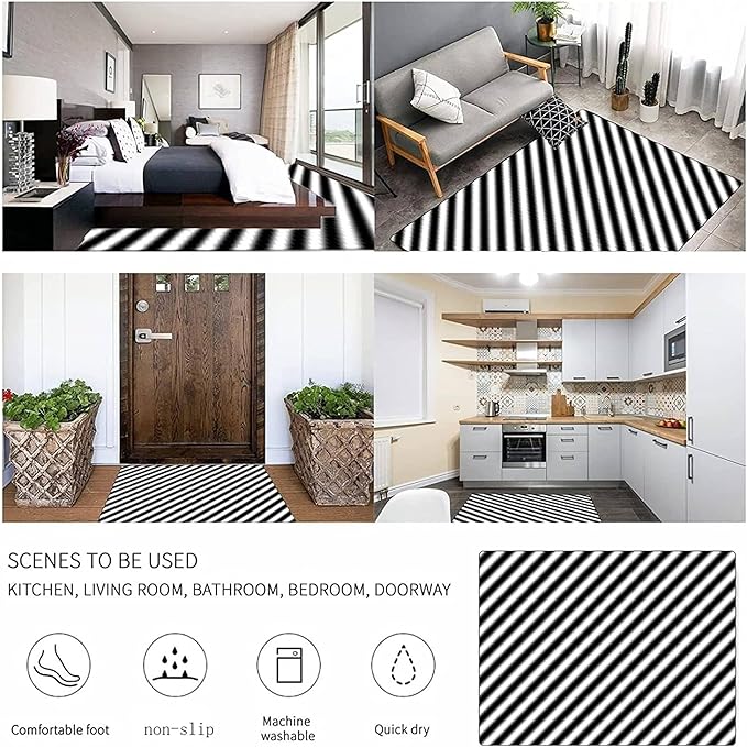 Kids Area Rug English Characters ABC and Math Symbols Learning Carpets, Lovely Black Foldable Large Area Rugs Perfect for Dining Room Bedside Kids Boys Bedroom Playroom Hallway, 2x5ft