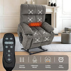 Oversized Recliner Electric Lift Chair, Power Lift Recliner for Big and Tall, 180° Lay-Flat and Assisted Standing, Extra Large Sofa with 8-Point Massage & Heating, Medium-Soft, Gray