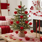 Valery Madelyn 1.57 Inches Valentines Day Heart Tree Decorations for Christmas Ornaments Set, 25ct Velvet Red Shatterproof Valentines Ball Hanging Party Wedding Anniversary Decor