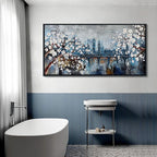 KLAKLA City Scenes Landscape Plum Blossom Picture Artwork for wall - Black Frame Large Wall Art for Living Room Abstract Wall Decor Bedroom Office Modern Home Decoration