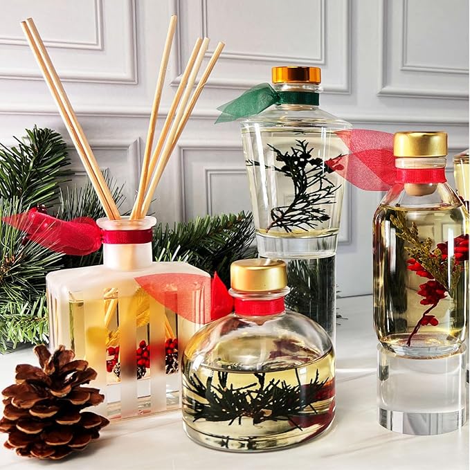 LOVSPA Reed Diffuser Set, Holiday Red Currant & Woods Scented Oil Diffuser with Sticks, Home Fragrance Accessories for Bathroom Shelf Decor, Aroma Diffusers for Home or Office Desk, USA Made