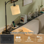 keomaisyto Skinny Console Table with Outlet & 3-Color Light, Sofa Tables Narrow Long - 3 Color Temperature Bulb Adjustable, Behind The Couch Table for Living Room, Bedroom, Balck