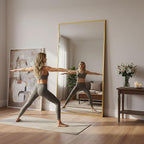 Full Length Mirror, 83"x44" Floor Mirror Freestanding, Oversized Floor Standing Full Body Mirror with Stand for Bedroom, Hanging Mounted for Living Room Cloakroom, Gold, Rect