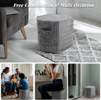 Hexagon Pouf Ottoman Stuffed with 2 Pockets & Handle, Comfort Corduroy Poufs, Non-Slip Foot Stool Storage Ottoman, Foam Floor Poufs Foot Rest for Couch, Bedroom (Gray)