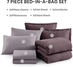 Monbix Super King Plus Comforter Set, Italian Plum Cationic Dyeing Bedding Set Reversible, Bed in a Bag 7 Pieces with Comforter, Sheets, Pillowcases & Shams