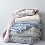 Ultra Soft Fleece Sherpa Blanket King Size, Lightweight Cozy Pattern Reversible Bed Blanket for All Season, Antique White, 104”x90”