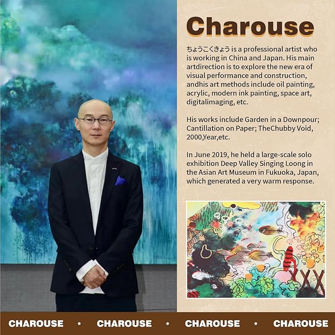 Charouse 2 Pieces Framed Wall Art Painting Abstract Fantasy Pastoral Artistic Wall Art Decor for Living Room Bedroom Art Studios Cafe Office Magical Plant Flutists Landscapes Home Wall Decor 24*24 Inch