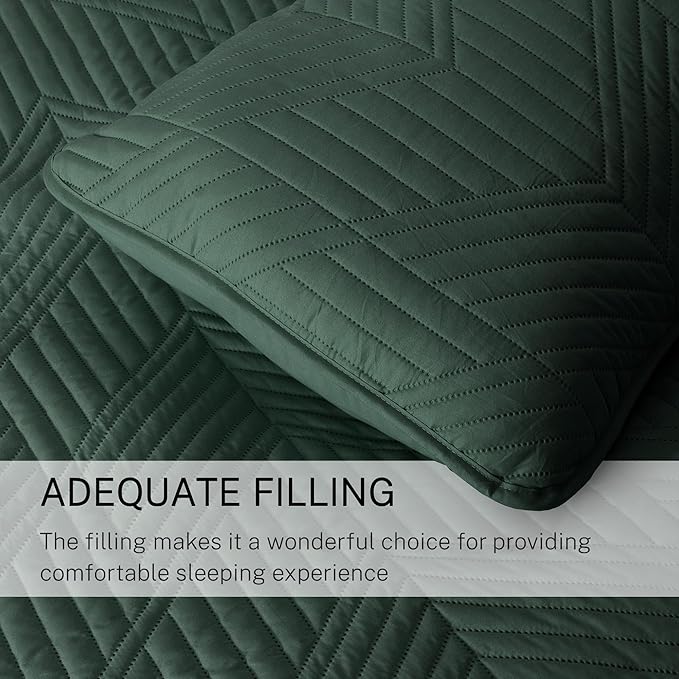 Exclusivo Mezcla California King Quilt Bedding Set, Lightweight Green Oversized King Bedspreads Soft Modern Geometric Coverlet Set for All Seasons (1 Quilt and 2 Pillow Shams)