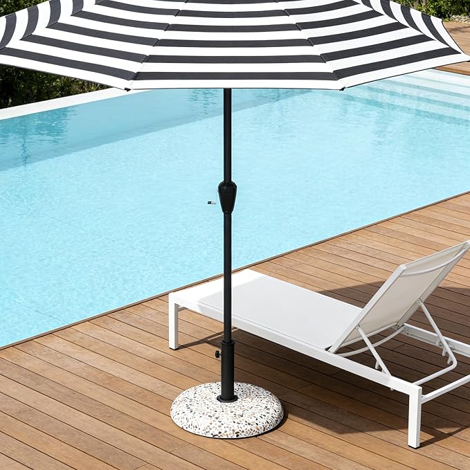 Patio Umbrella Base, 45lbs, Round Cobblestone Concrete Base, Heavy Duty Market Umbrella Stand for Outdoor, Lawn, Deck, Poolside