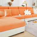 Sofa Covers Couch Covers for Sofa Pet Friendly Couch Cushion Covers Universal Sofa Covers Washable Stretch Slipcovers for Sectional Sofa (Texture Orange, 3 Seats + Chaise Cover)