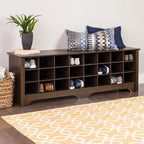Prepac 24 Pair Shoe Cabinet, Entryway Bench, Mud Room Organization and Storage Bench with 24 Shoe Cubbies, Brown, 15.5"D x 60"W x 20.25"H