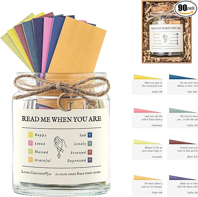 Bible Verse Jar for Christmas Gifts, Initial G Read Me When Prayer, Emotion and Feelings Scripture, Uplifting Jar Christian Gifts for Women, Scriptural Study Supplies Men Art Work for Family