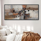 YDYSUNE Abstract Painting Wall Art Textured Picture for Living Room Orange Home Bedroom Decoration Modern Framed Large Artwork Decor 70x31IN Brown gray wall decoration