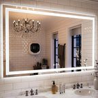 ISKM 57'' x 36'' LED Mirror for Bathroom Lighted Vanity Mirror for Wall Front Lights + Backlit LED Bathroom Mirror Anti-Fog Tempered Glass ETL Listed