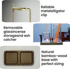 2 in 1 Incense Holder for Sticks, Anti-Ash Flying Burner with 40 Incense Sticks & Removable Glass Ash Catcher, Home Decor for Meditation Yoga Spa