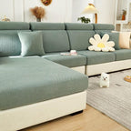 Sofa Covers Couch Covers for Sofa Pet Friendly Couch Cushion Covers Universal Sofa Covers Washable Stretch Slipcovers for Sectional Sofa (Texture Green, 2 Seats + Chaise Cover)