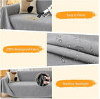 Deep Dream Cat-Scratch Resistant Armchair Couch Cover, Waterproof Sofa Cover for Dogs, Pet Friendly Couch Protectors Anti Slip Thickened Slipcovers for Dogs Pets, 71" x 91", Light Grey