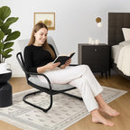 Peace nest Modern Accent Chair Comfy Living Room Suspended Chair Bedroom Armchair with Mental Frame Comfortable Upholstered Cushion for Balcony Lounge Reading Meeting Room Light Grey