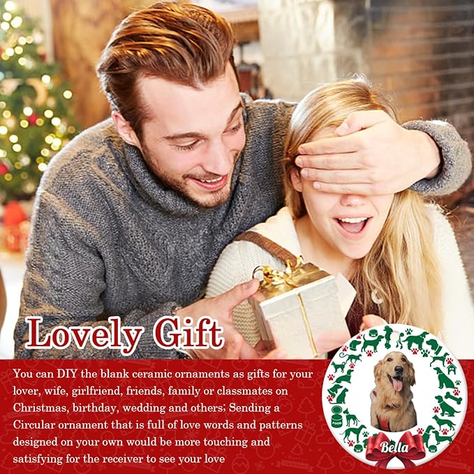 Personalized Custom Photo Ornaments for Christmas Tree - Ceramic Hanging Xmas Ornaments for Couples, Family, Wedding