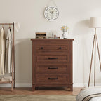 GarveeHome 4 Dresser for Bedroom, 34.8 in Tall Vertical Drawer Dresser with Large Storage, Freestanding Wooden Closet Chest for Bedroom, Living Room, Walunt