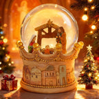 8.25 Inch Height Christmas Snow Globe with LED Light Musical Snowflakes Holiday Decoration, Nativity Scene Oversized Resin Snowglobes, Christmas Holiday Decor.