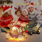 Christmas Snow Globes,Christmas Carriage Snow Globe with 8 Music & Timer, Battery Or USB Cable Powered Operated Glittering for Christmas Table Centerpiece Decoration.Santa,Christmas Tree