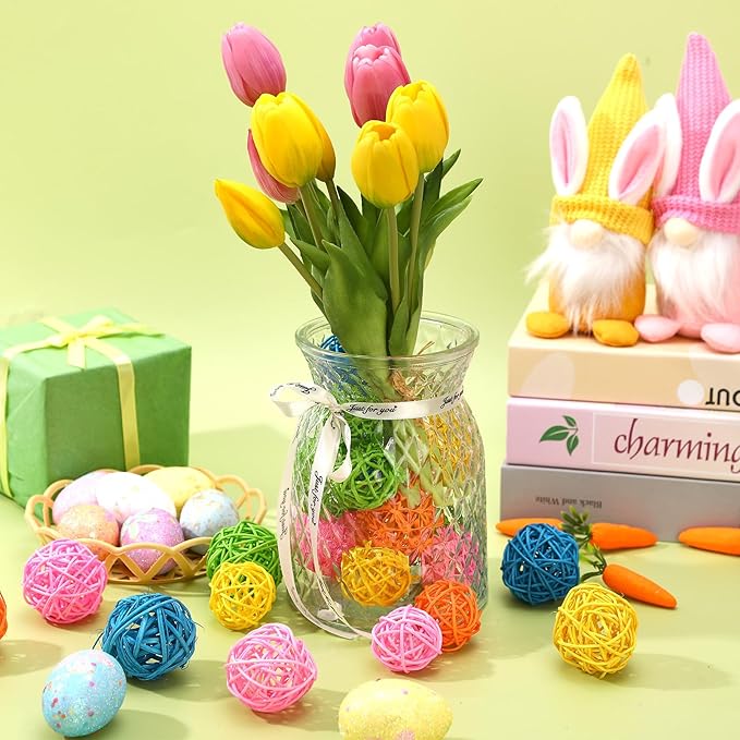 NOVWANG 40 Pcs Wicker Rattan Balls, Decorative Centerpiece Fillers for Easter, Spring Party, Home Decor