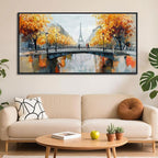 KLAKLA Black and White Canvas Wall Art for Living Room Bedroom Bathroom Orange Paris Theme Room Decor Oil Painting Print Tower Eiffel Painting for Wall Decor 24x48 Inches