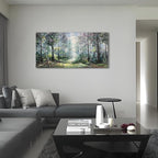 Art Hand Painted Green Forest Landscape Oil Painting Modern Abstract Art Home Wall Deco Art 24x48 inches