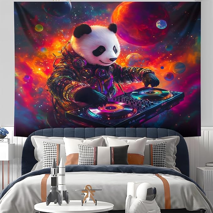 NYZE Astronaut Space Tapestry for Bedroom, Glow in the Dark Room Decor Wall Tapestries, Cool Galaxy Planet Wall Hanging, Wall Hanging for Men Guys Gamer Room Dorm Living Room 79in×591in
