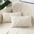 decorUhome Spring Throw Pillow Covers 12x20 Inch Set of 2, Soft Plush Faux Fur Wool Lumbar Beige Couch Pillow Covers, Decorative Neutral Pillow Cases for Bed Sofa Living Room Home Decor