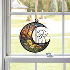 LOVELYPOD DIY Dog Ornament Suncatcher Memorial Gifts for Dog Lovers, A White Dog with Wings on Window Hangings Suncatcher, Loss of Dog Sympathy Gift, Remembrance Gifts in Memory Dog (4 Inches)