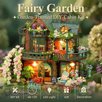 DIY Miniature House Kit with LED Lights, Fairy Garden Wooden Mini House Building Kit for Adults & Teens, Creative Crafts for Women, Friends & Hobbyists