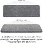 PURE ERA Bullnose Carpet Stair Treads Set Tape Free Non-Slip Indoor Stair Protectors Pet Friendly Rugs Covers Soft Skid Resistant Washable Reusable 9.5" x 30"(14 Pieces,Gray)