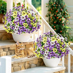 MARTINE MALL 36 Bundles Look Real Artificial Flowers for Outdoors, Realistic Fake Outdoor Flowers, UV Resistant Silk Pansy Flowers for Outside Faux Flower Plants for Outdoor Porch Garden, Mixed Colors