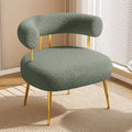 Mid Century Sherpa Boucle Accent Chair, Round Upholstered Barrel Arm Chair for Small Spaces, Fluffy Side Corner Sofa Chair for Living Room, Bedroom, Vanity, Office, Reading Nook(Green)