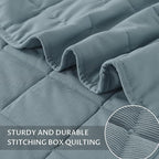 KASENTEX Twin Quilt Set 68"x86" – Soft Washed 3-Layer Lightweight Bedspread, Minimalist Nordic Design, All-Season Spring & Summer Quilt Set (1 Quilt + 2 Pillow Shams), Corduroy Blue
