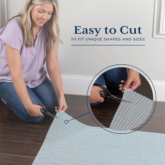 Veken 4x6 Ft Rug Pad Gripper for Hardwood Floors, Non Slip Grey Blue Rug Pads for Area Bedroom Rugs, Thick Rug Grippers for Tile Floors, Under Carpet Anti Skid Mat, Keep Your Rugs Safe and in Place