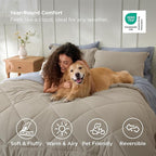 Bedsure King Size Comforter Set - 7 Pieces Reversible Beige Bedding, King Size Bed Set for All Seasons, Bed in a Bag with Down Alternative Comforter, Sheets, Pillowcases & Shams