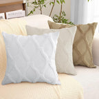 decorUhome Spring Throw Pillow Covers 20x20 Inch Set of 2, Soft Plush Faux Fur Wool Khaki Couch Pillow Covers, Decorative Neutral Pillow Cases for Bed Sofa Living Room Home Decor