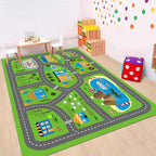 Kids Car Playmat, Kids Rug for Playroom Car Mat Town City Road Traffic Rugs, Play Mat for Floor, Extra Large Boys Kid Car Track Play Rug (Style Three, 59X 39.4 INCH)