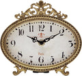 NIKKY HOME Vintage Table Clock, French Turquoise Color Rococo Style Desk Clock Battery Operated Rustic Design, Home Décor for Living Room, Bedroom, Bedside, Desk, Gift Clock - Gold