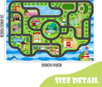Car Rug,Kids Play Rug with Roads,Playroom Toy Car Rug, Car Track Rug City Map for Bedroom Classroom - (59X39.4 Inches)