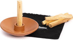 Luna Sundara Authentic Peru Pottery Palo Santo Stick Holder and Incense Holder with 5 Palo Santo Sticks Handmade Ceramic Smudge Bowl Sage Holder Brown Gift Set