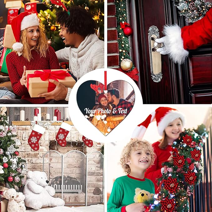 Personalized Christmas Ornaments with Picture Custom Christmas Ornament 2025 Customized Photo Ornament for Christmas Tree Ceramic Xmas Tree Decor for Family Couples Friends