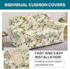 KRFOONN 3 Piece Stretch Sofa Couch Covers for 2 Cushion Couches Printed Sofa Loveseat Slipcover with 2 Separate Seat Cushion Covers Washable Sofa Slip Covers Furniture Protector (Loveseat, 28), Medium