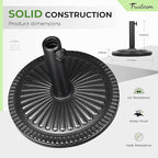 FRUITEAM 17.8" 33 lbs Round Patio Umbrella Base Pre-Filled Umbrella Stand Sun-Flower-Pattern Heavy Duty Market Umbrella Base Stand for Patio, Outdoor, Swimming Pool, Black